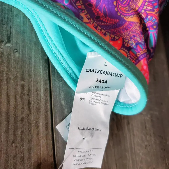 NWT Cupshe Boho Paisley V-Neck Triangle Bikini Top Purple Teal Pink Size Large - Picture 11 of 15